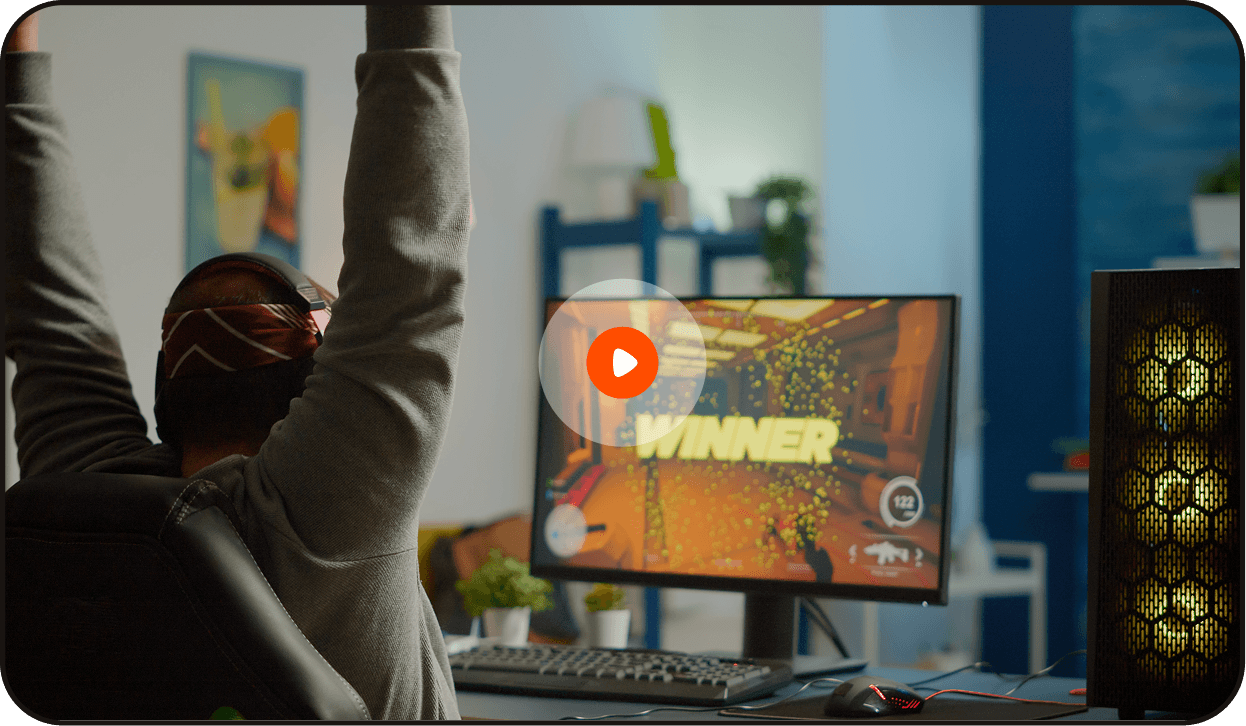Gamer playing on PC